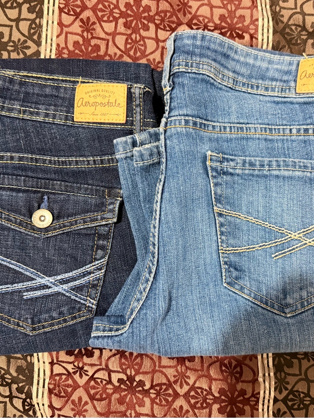 Aeropostale Women’s Dark Blue & Light Blue Boot Cut Jeans